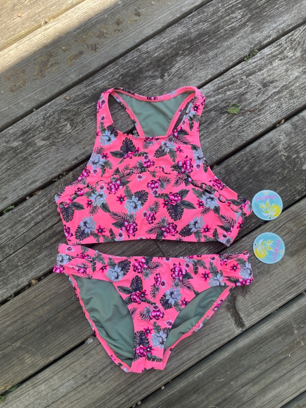 Pink Floral Racerback Two-Piece Swimsuit